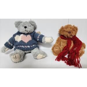 Boyds “Floyd” Archive Bear + Bath & Body Works Snowflake Scarf Bear, 2 Plush Set